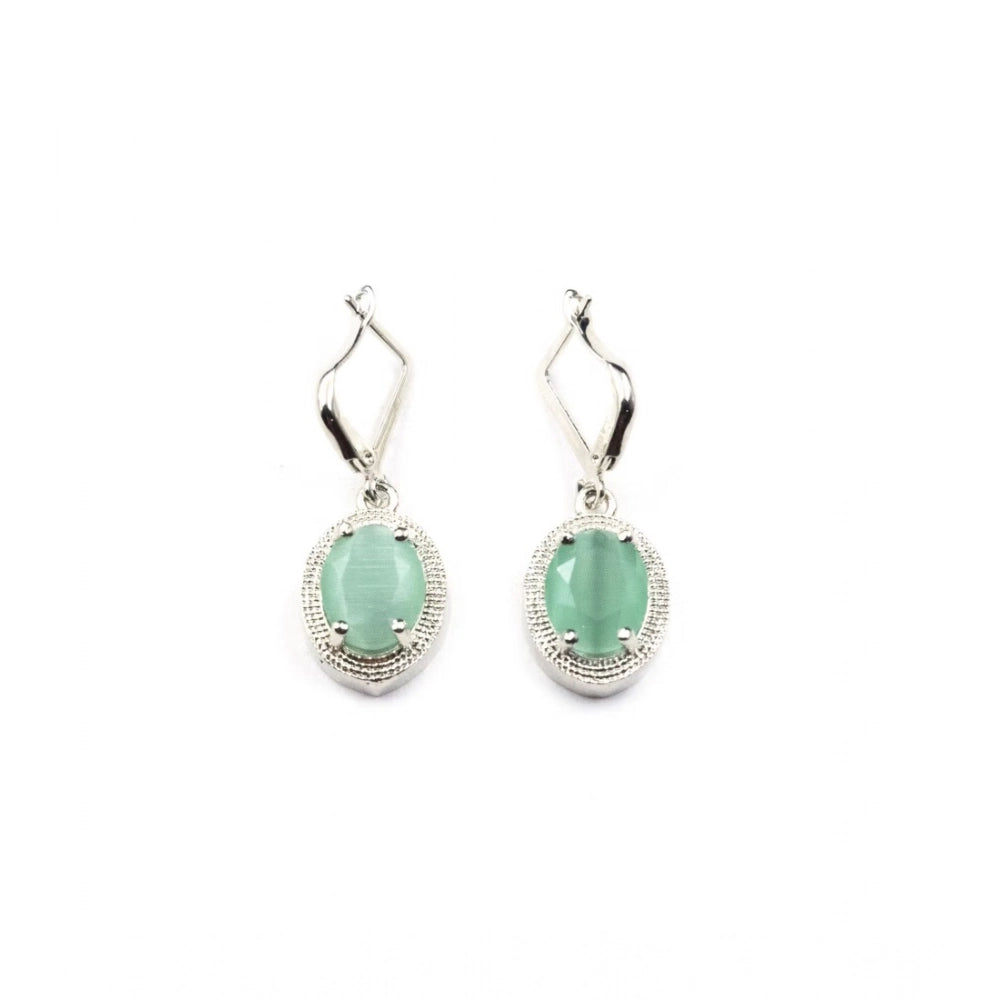 Women'S Brass Silver Plated Pendant Set (Turquoise)