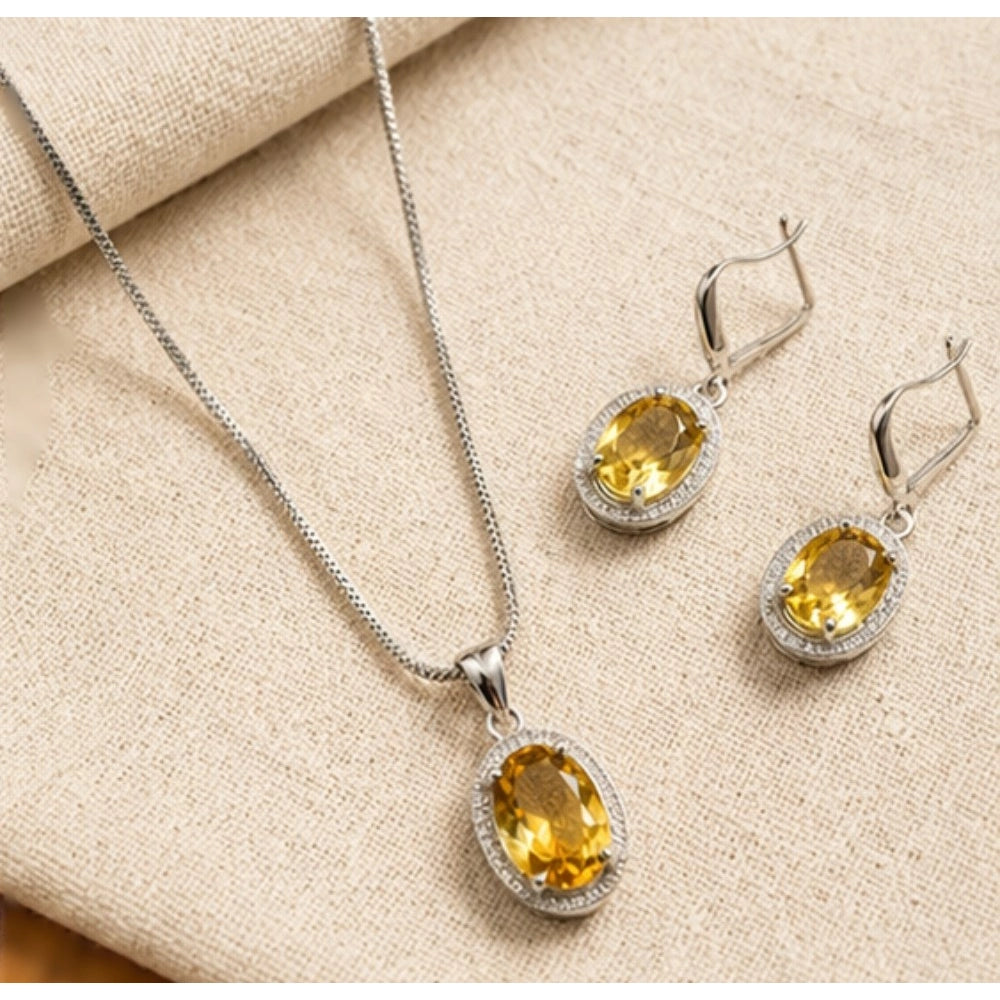 Women'S Brass Silver Plated Pendant Set (Yellow)