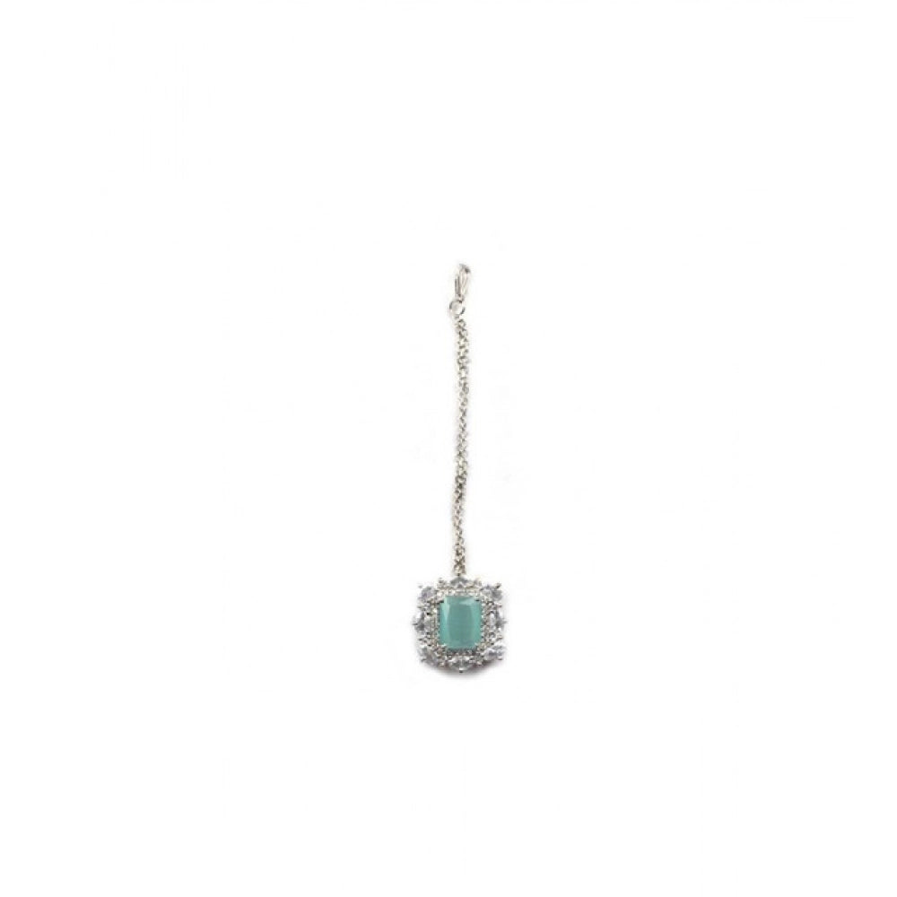 Women'S Brass Silver Plated Pendant Set (Mint)