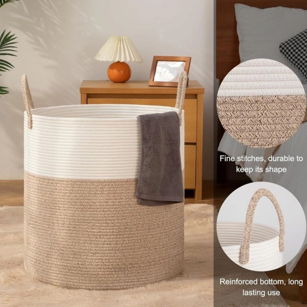 Cotton 12X14 Inch-Kidi-Handle Storage Basket For Clothes With
