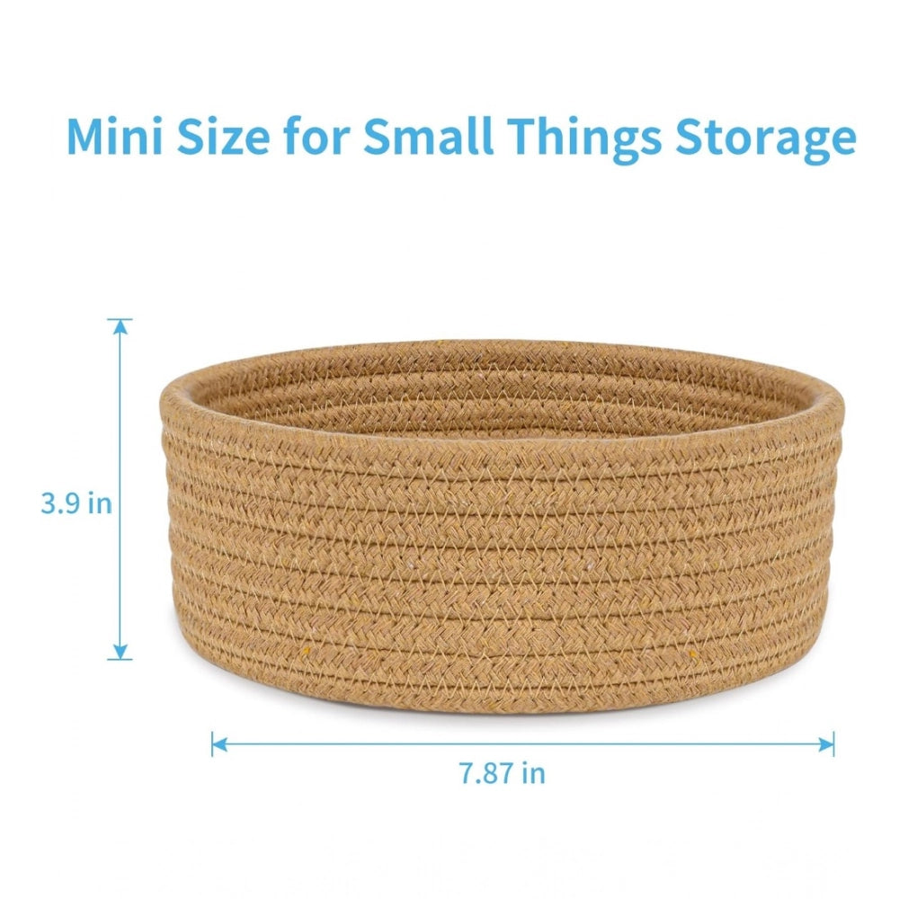 Cotton 8X3 Inch Round 1 Pcs Bedside Organizer With Out Lid (Be