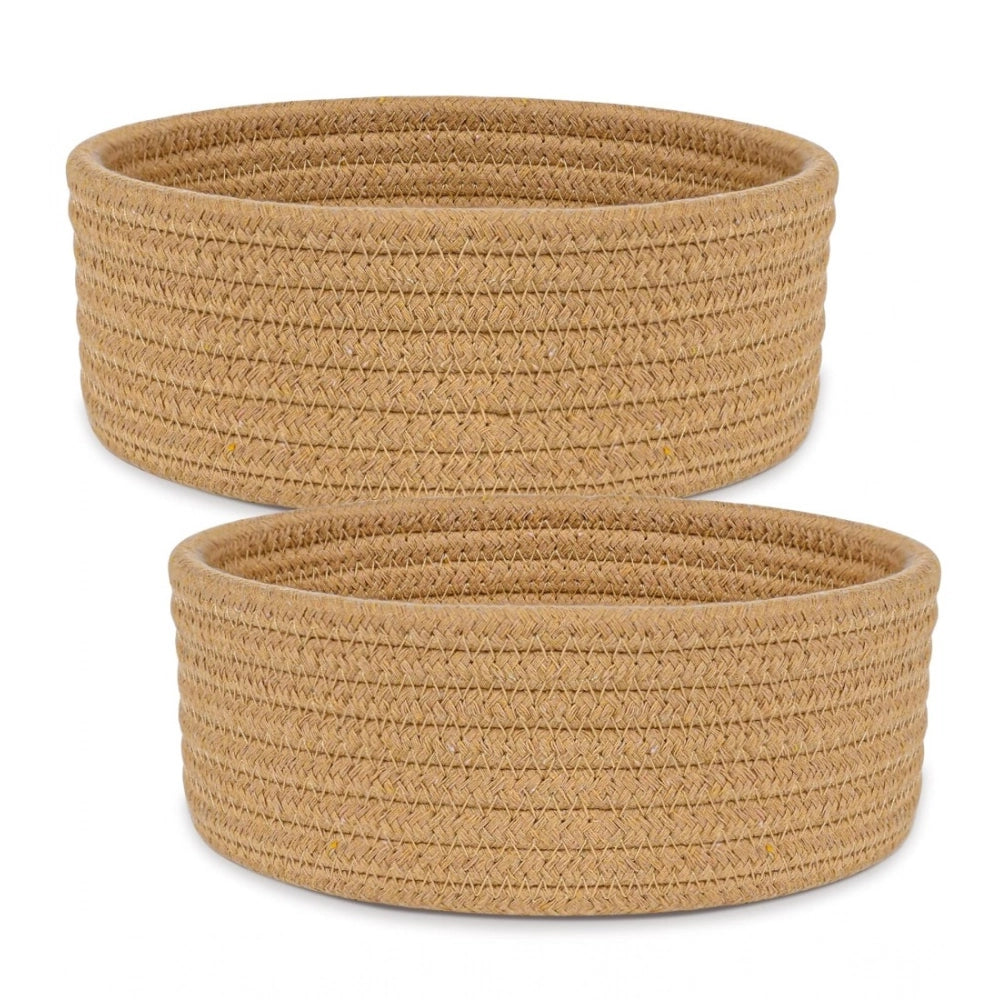 Cotton 8X3 Inch Round 2 Set Bedside Organizer With Out Lid (Be
