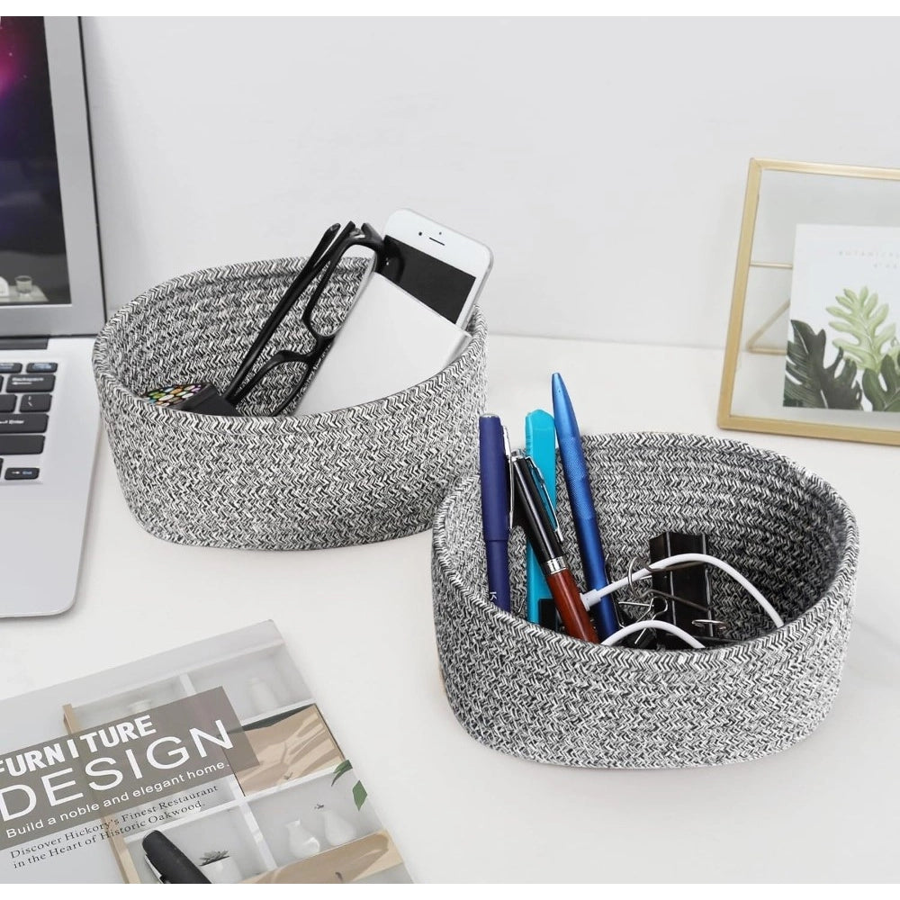 Cotton 8X3 Inch Kidi Round 2 Set Bedside Organizer With Out Li