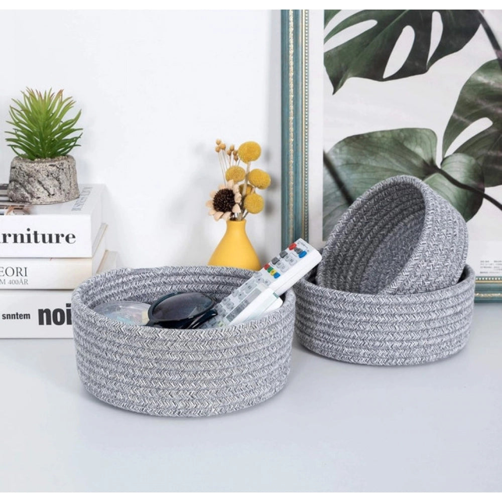 Cotton 8X3 Inch Kidi Round 3 Set Bedside Organizer With Out Li