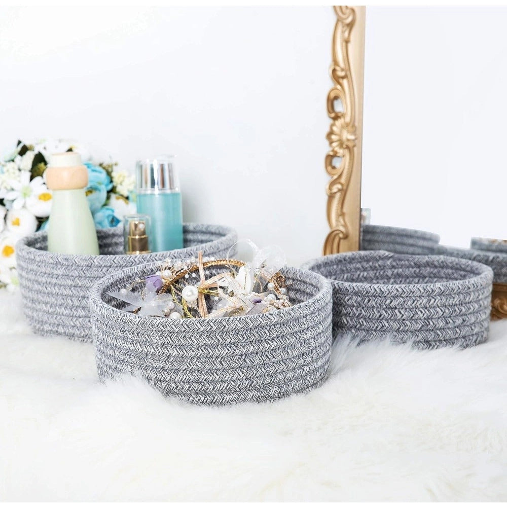 Cotton 8X3 Inch Kidi Round 3 Set Bedside Organizer With Out Li