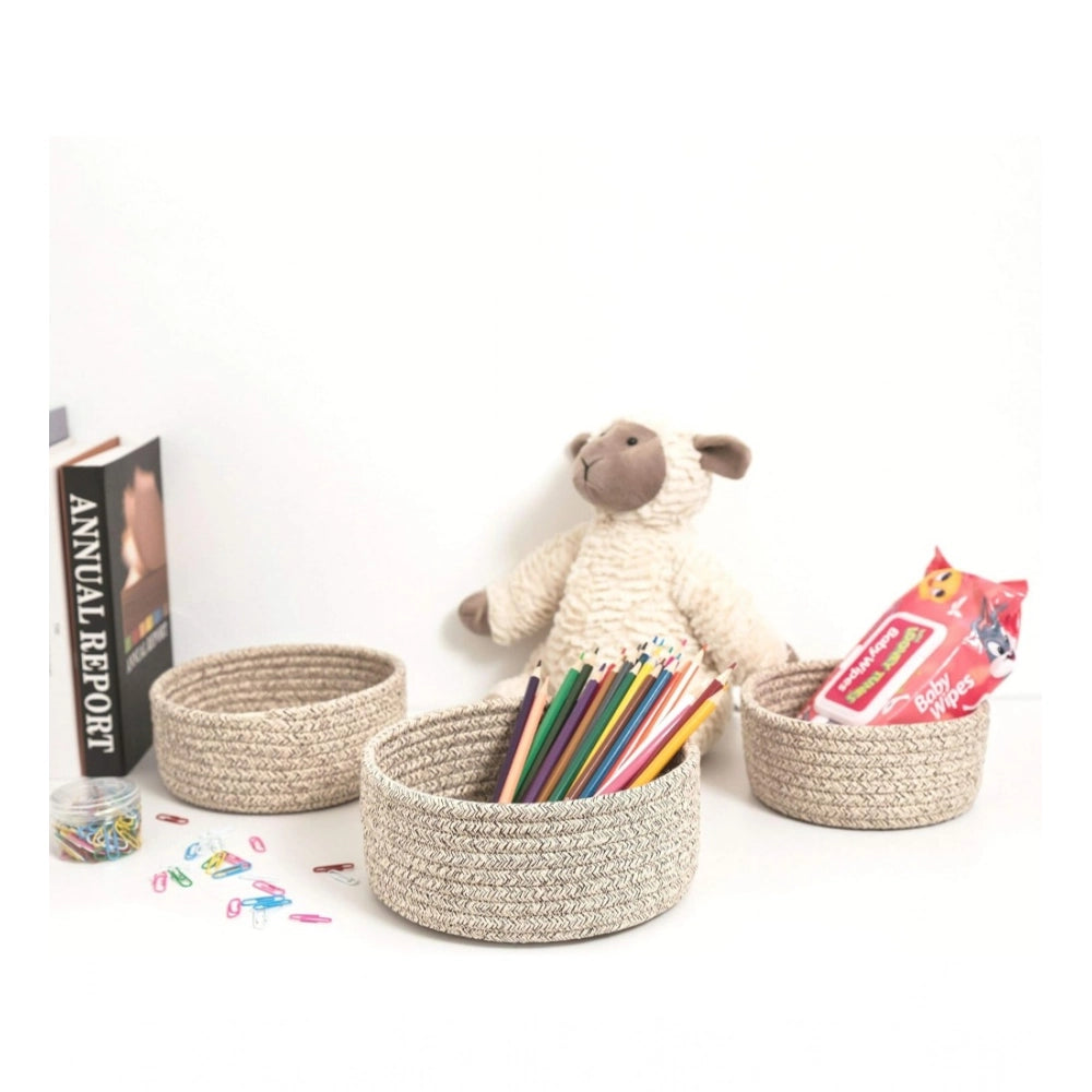 Cotton 8X3 Inch Kidi Round 3 Set Bedside Organizer With Out Li