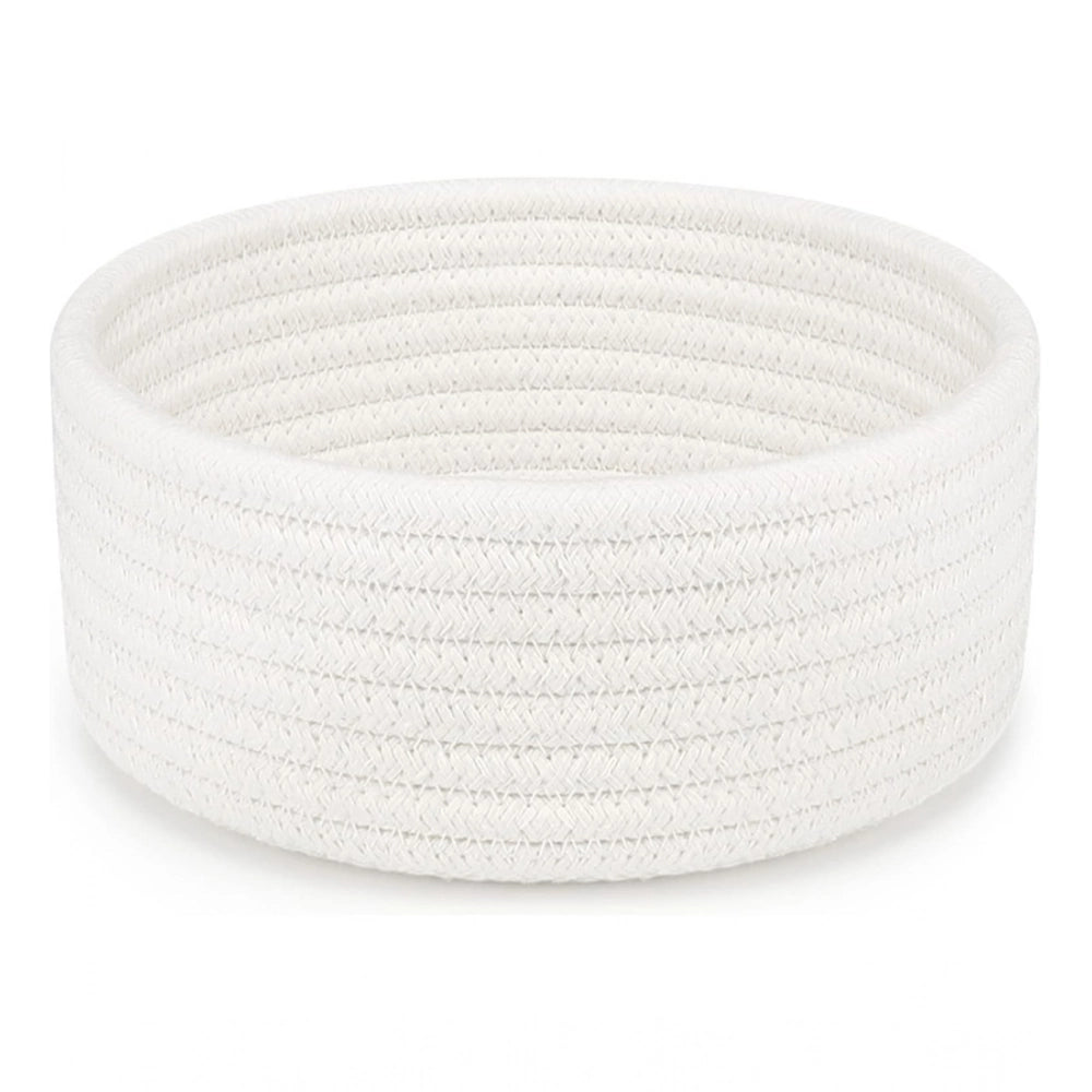 Cotton 8X3 Inch Round 1 Pcs Bedside Organizer With Out Lid (Wh