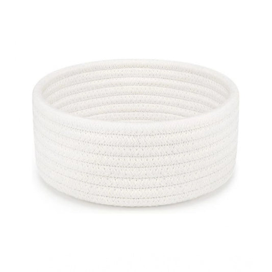 Cotton 8X3 Inch Round 1 Pcs Bedside Organizer With Out Lid (Wh