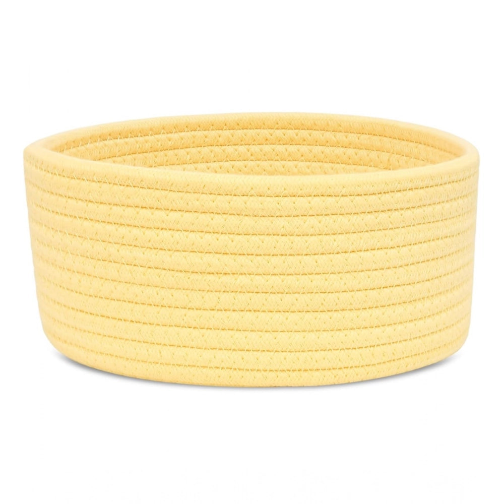 Cotton 8X3 Inch Round 1 Pcs Bedside Organizer With Out Lid (Ye