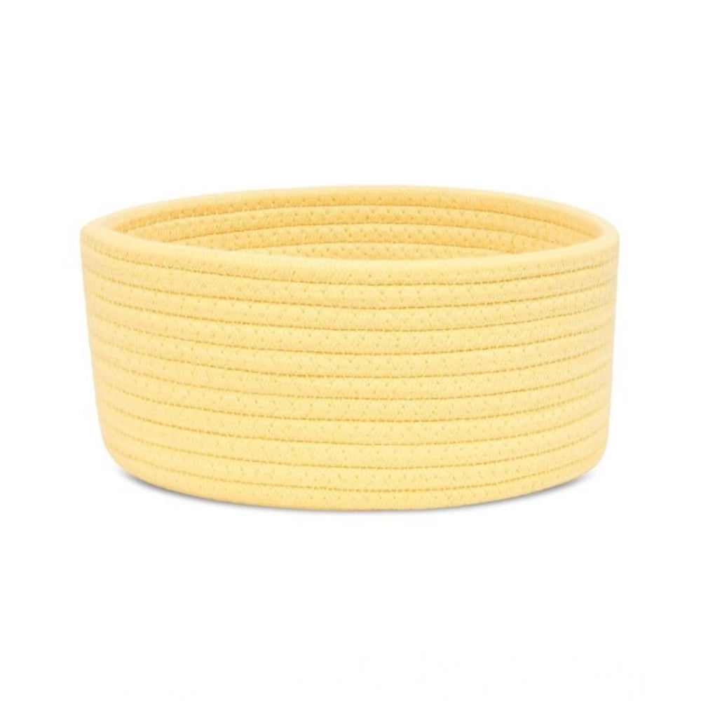 Cotton 8X3 Inch Round 1 Pcs Bedside Organizer With Out Lid (Ye