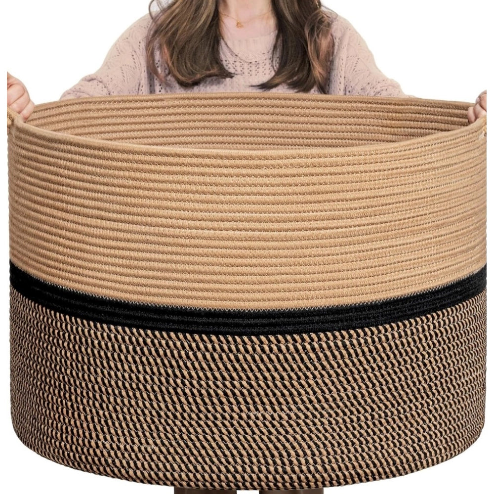 Cotton Dori 16X14 Inch Storage Basket For Clothes With Out Lid