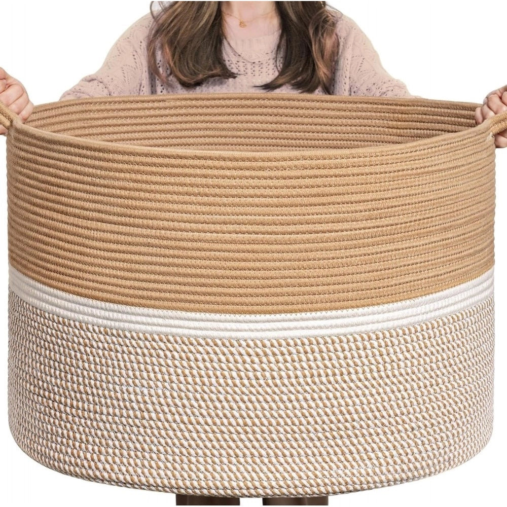 Cotton Dori 16X14 Inch Storage Basket For Clothes With Out Lid