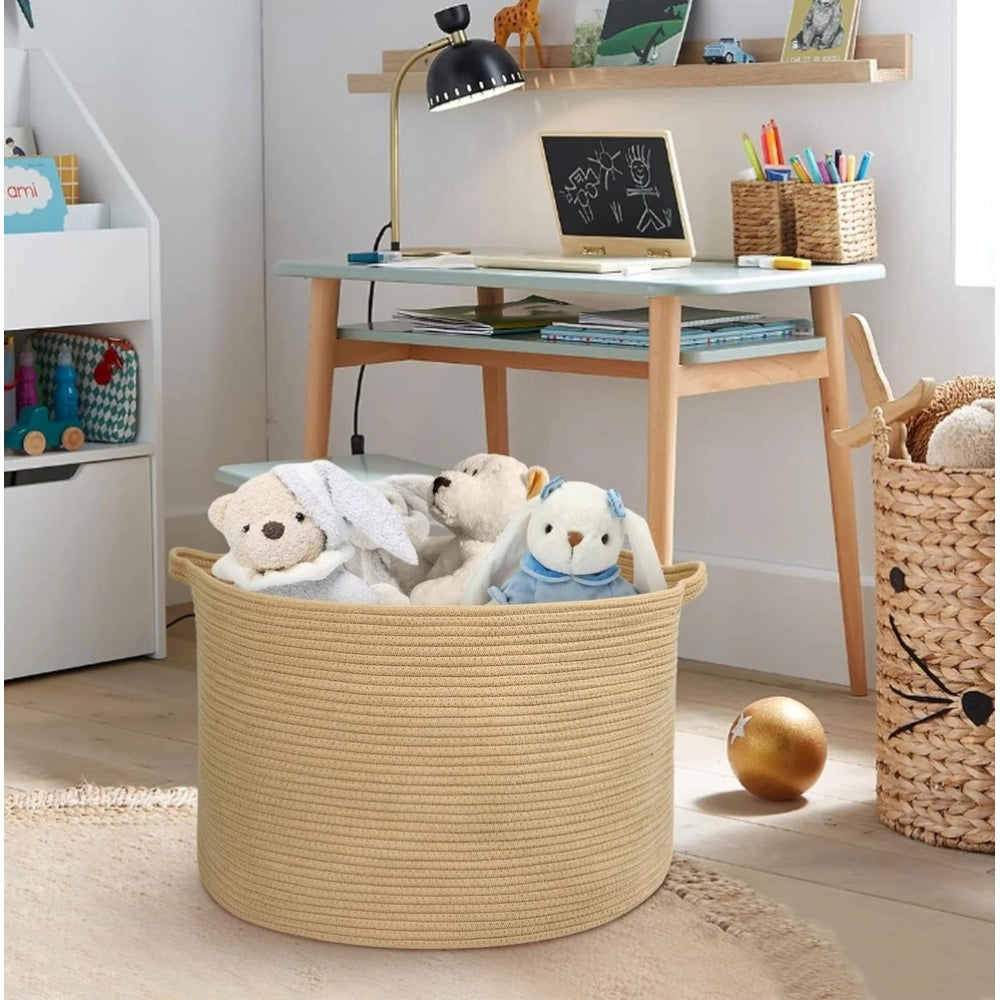 Cotton Pack Of_1 14X12 Inch Storage Basket For Clothes With Ou