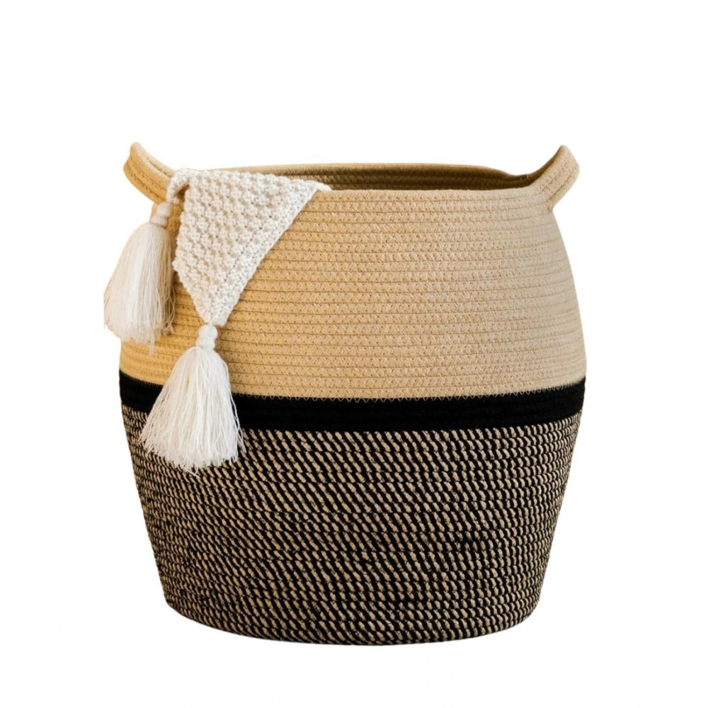 Cotton Matka 14X12 Inch Storage Basket For Clothes With Out Li