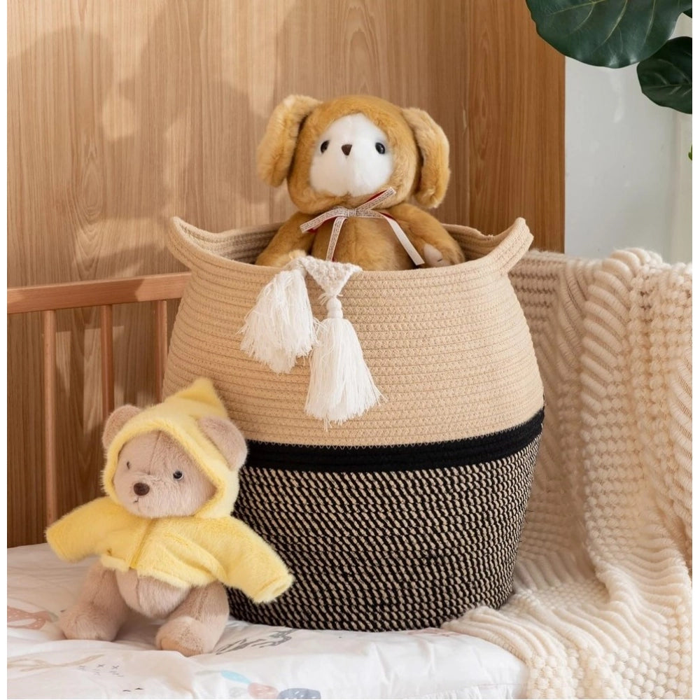 Cotton Matka 14X12 Inch Storage Basket For Clothes With Out Li