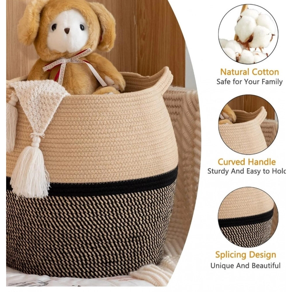 Cotton Matka 14X12 Inch Storage Basket For Clothes With Out Li