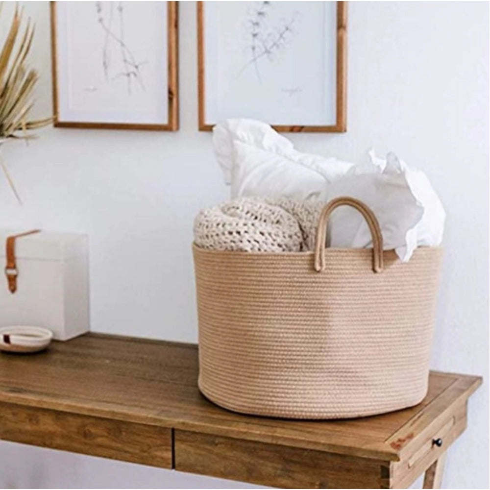 Cotton Pack Of_1 14X12 Inch Laundry Storage Basket For Clothes