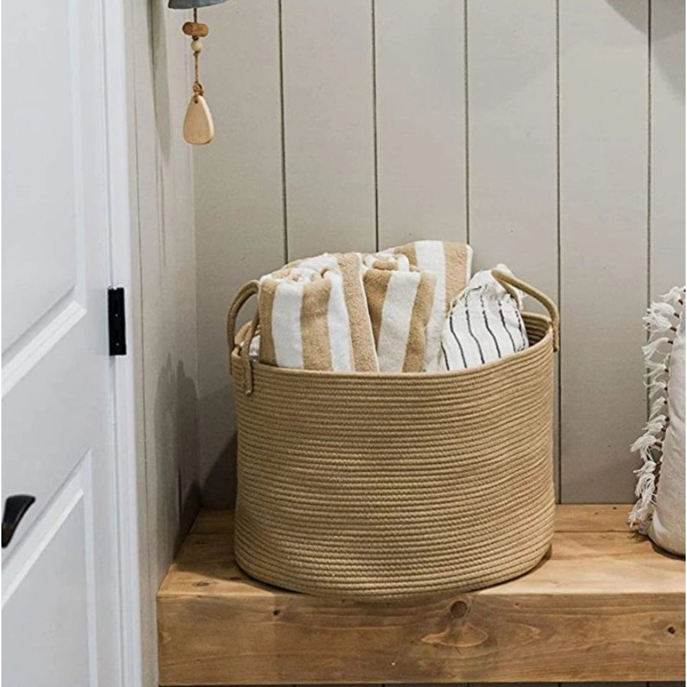 Cotton Pack Of_1 14X12 Inch Laundry Storage Basket For Clothes
