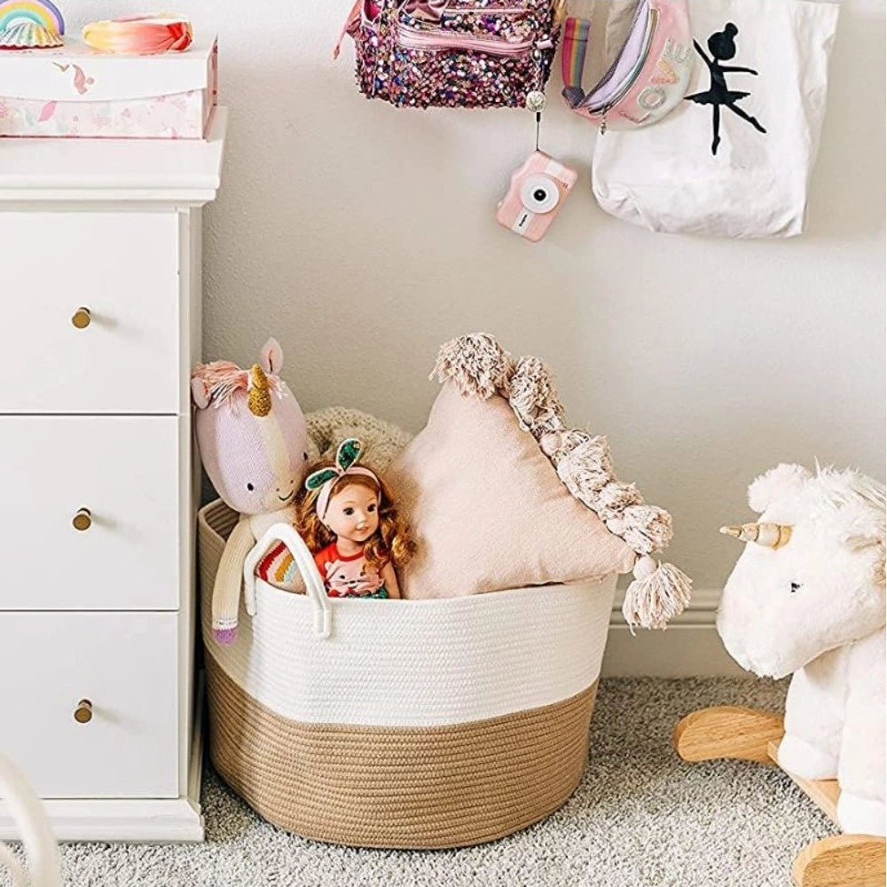 Cotton Pack Of_1 12X14 Inch Laundry Storage Basket For Clothes