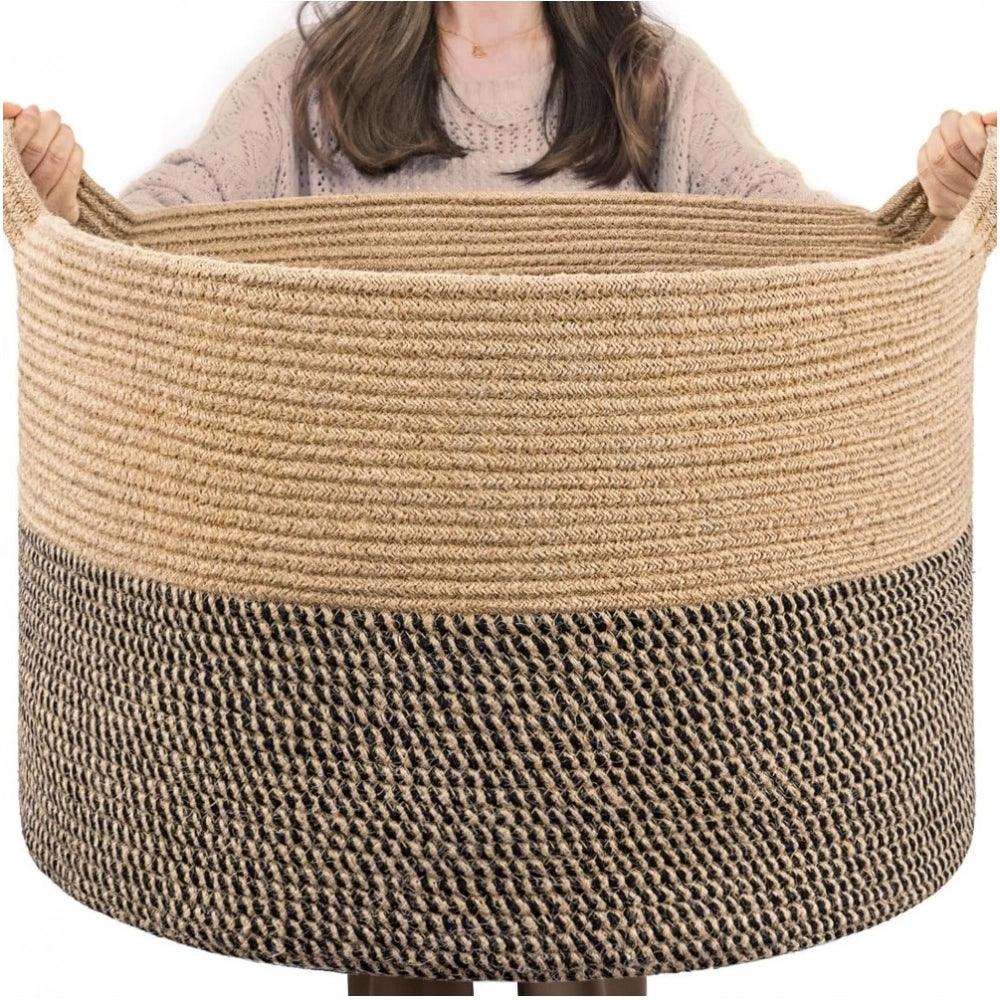 Cotton Pack Of_1 16X14 Inch Storage Basket For Clothes With Ou