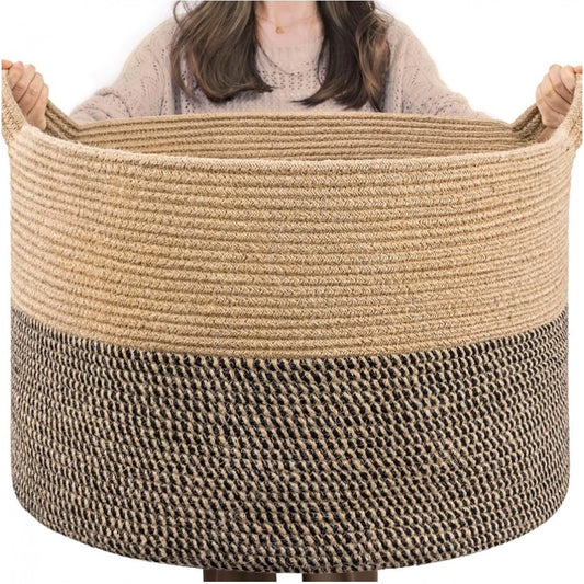 Cotton Pack Of_1 16X14 Inch Storage Basket For Clothes With Ou