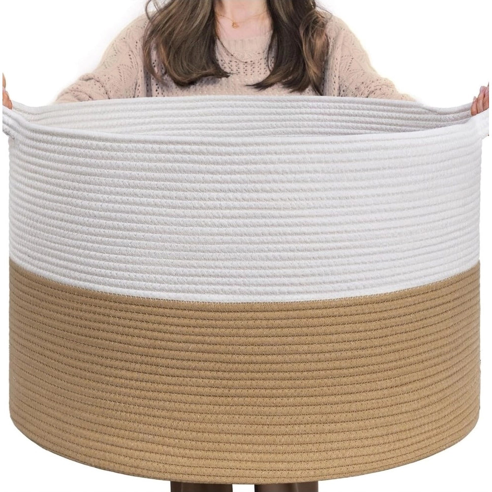 Cotton Pack Of_1 16X14 Inch Storage Basket For Clothes With Ou