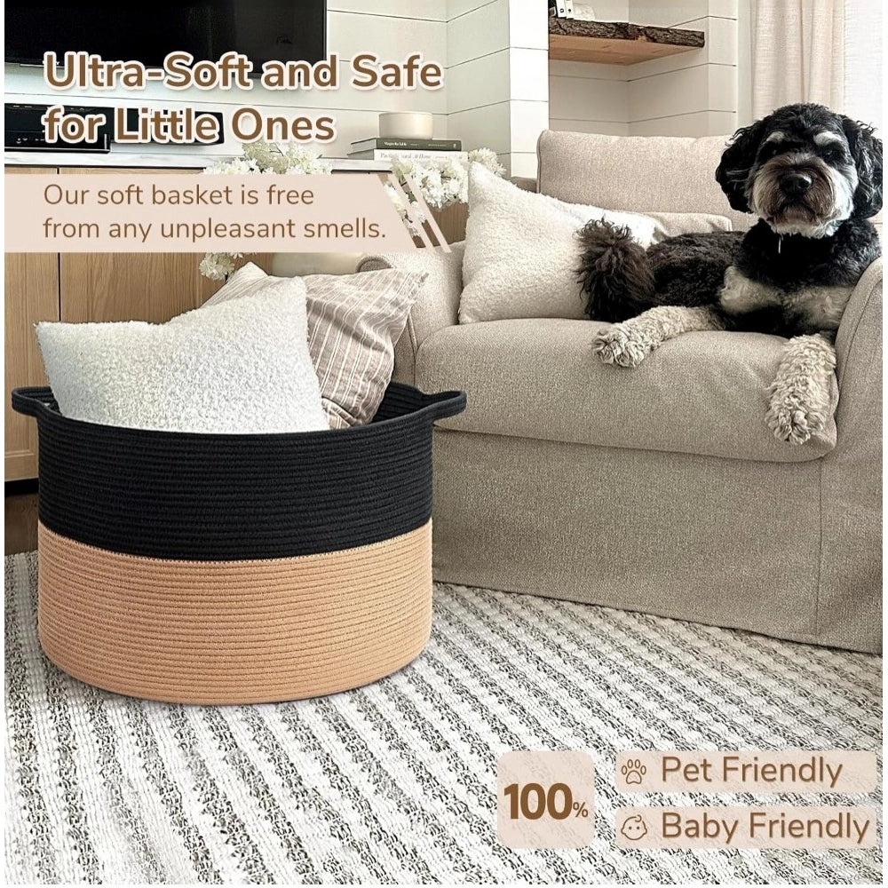 Cotton Pack Of_1 16X14 Inch Storage Basket For Clothes With Ou