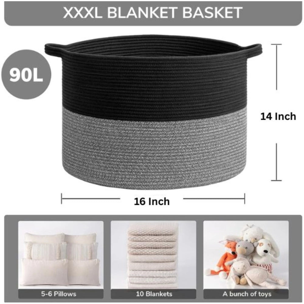 Cotton Pack Of_1 16X14 Inch Storage Basket For Clothes With Ou