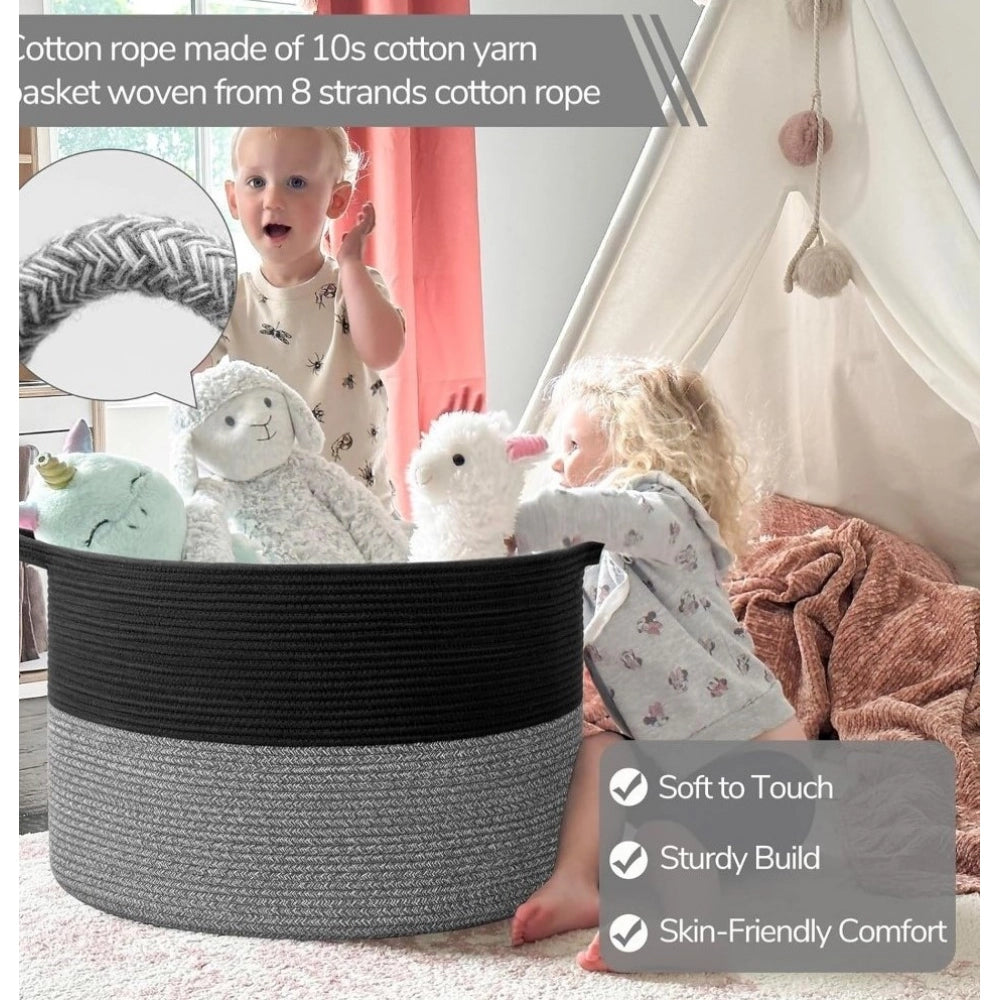Cotton Pack Of_1 16X14 Inch Storage Basket For Clothes With Ou