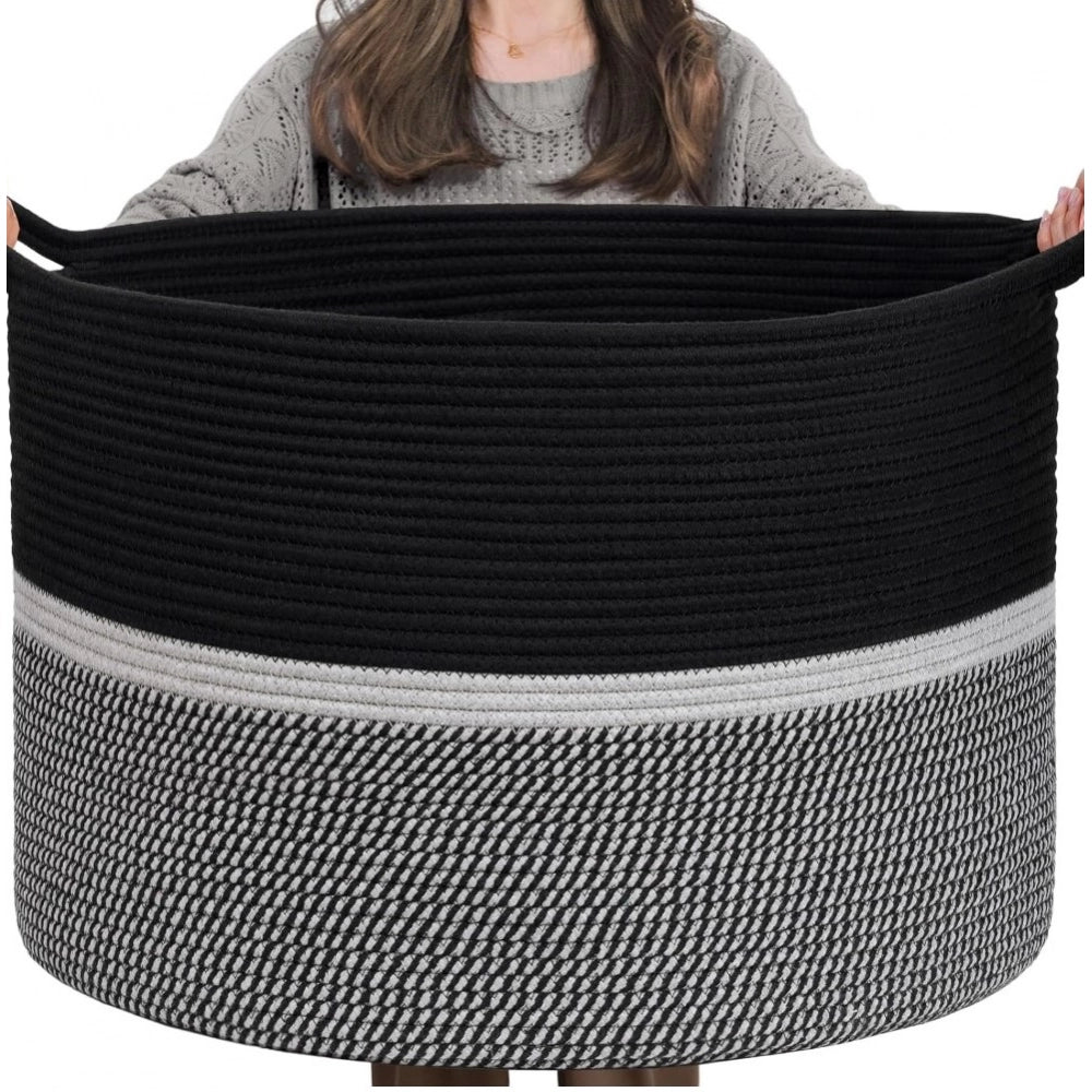 Cotton Dori 16X14 Inch Storage Basket For Clothes With Out Lid