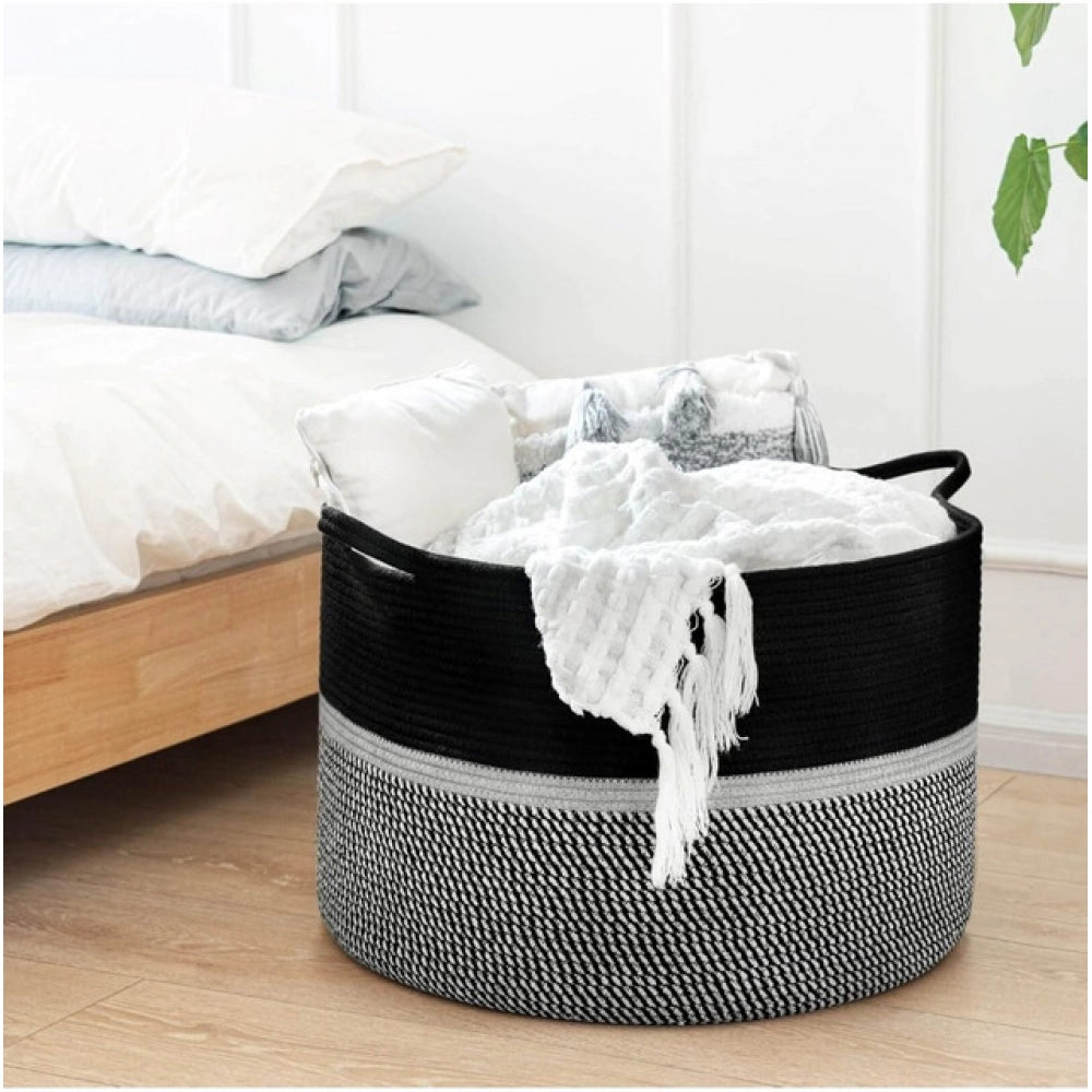 Cotton Dori 16X14 Inch Storage Basket For Clothes With Out Lid