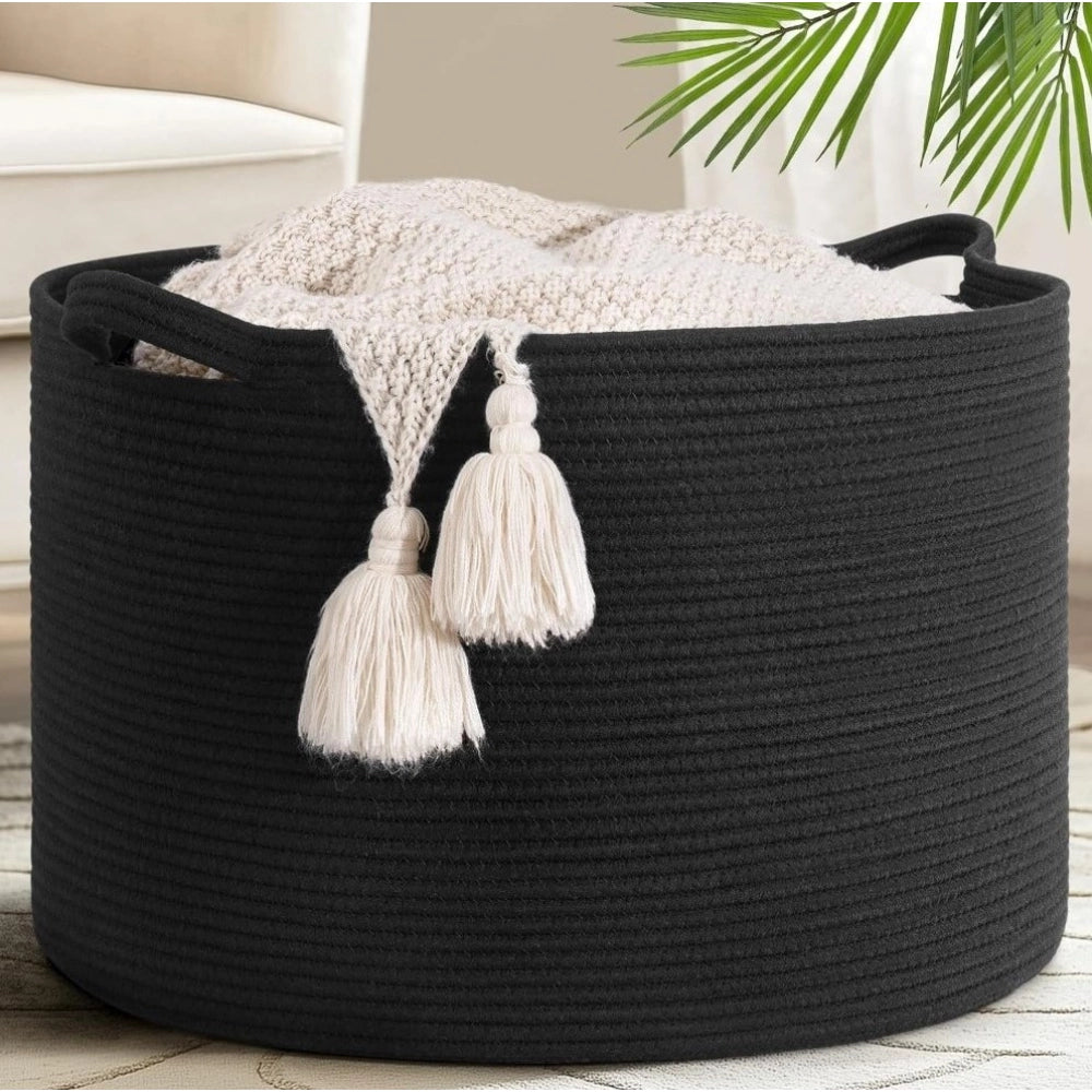 Cotton Basket 14X12 Inch Storage Basket For Clothes With Out L