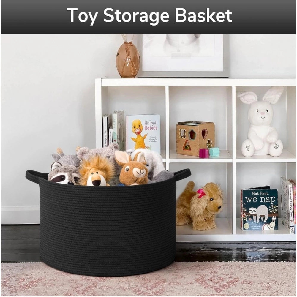 Cotton Basket 14X12 Inch Storage Basket For Clothes With Out L