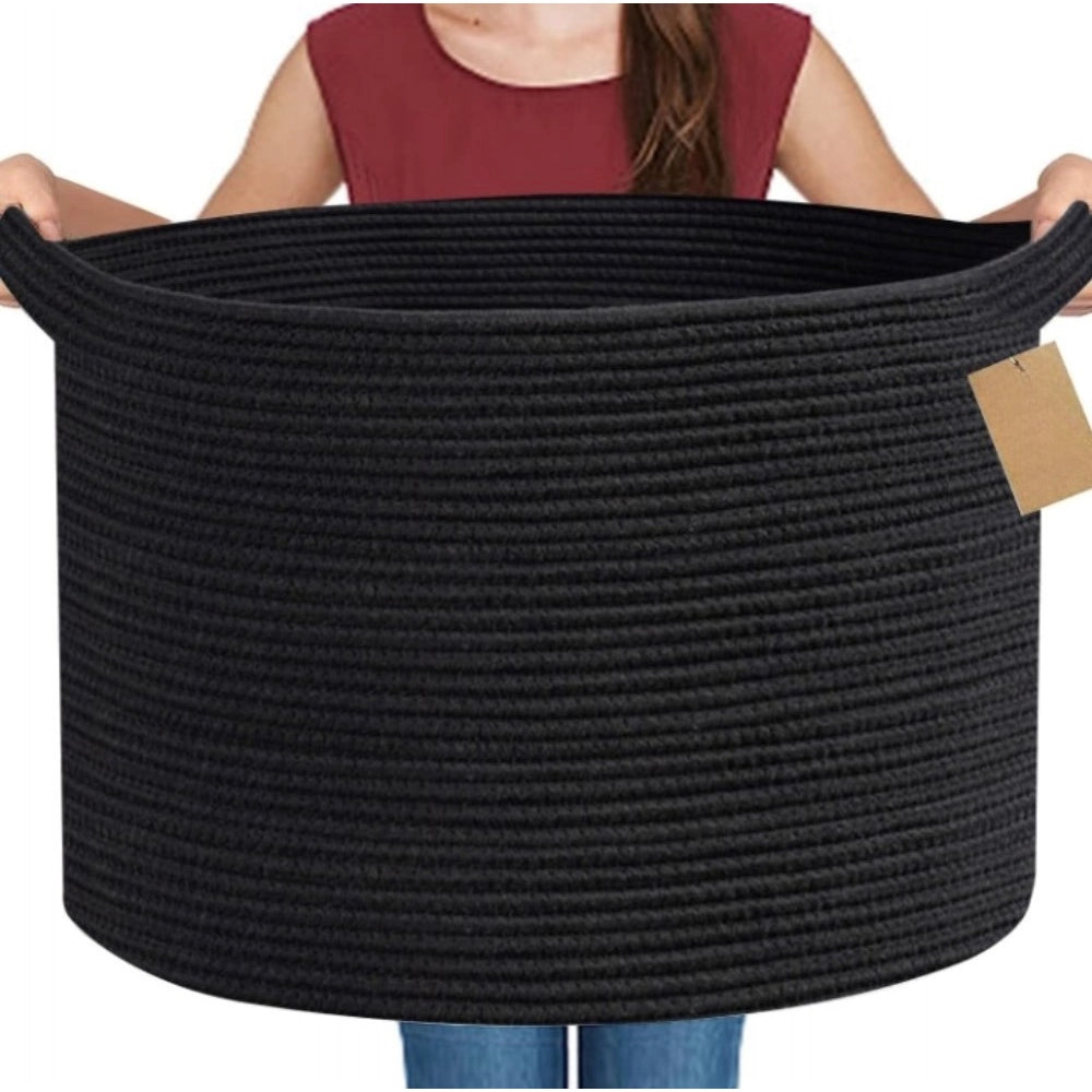 Cotton Pack Of_1 14X12 Inch Storage Basket For Clothes With Ou