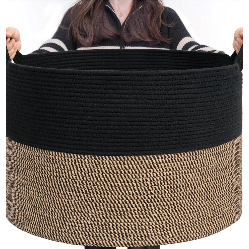 Cotton Pack Of_1 16X14 Inch Storage Basket For Clothes With Ou