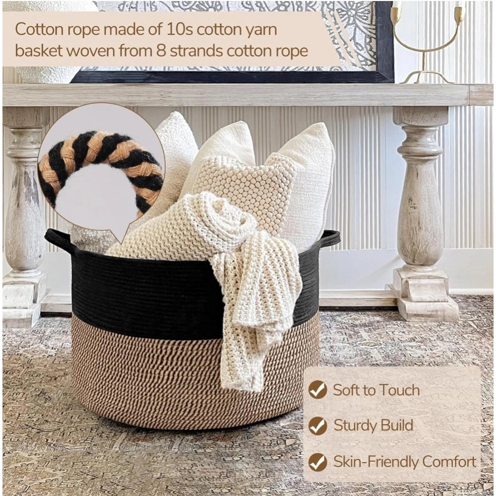 Cotton Pack Of_1 16X14 Inch Storage Basket For Clothes With Ou