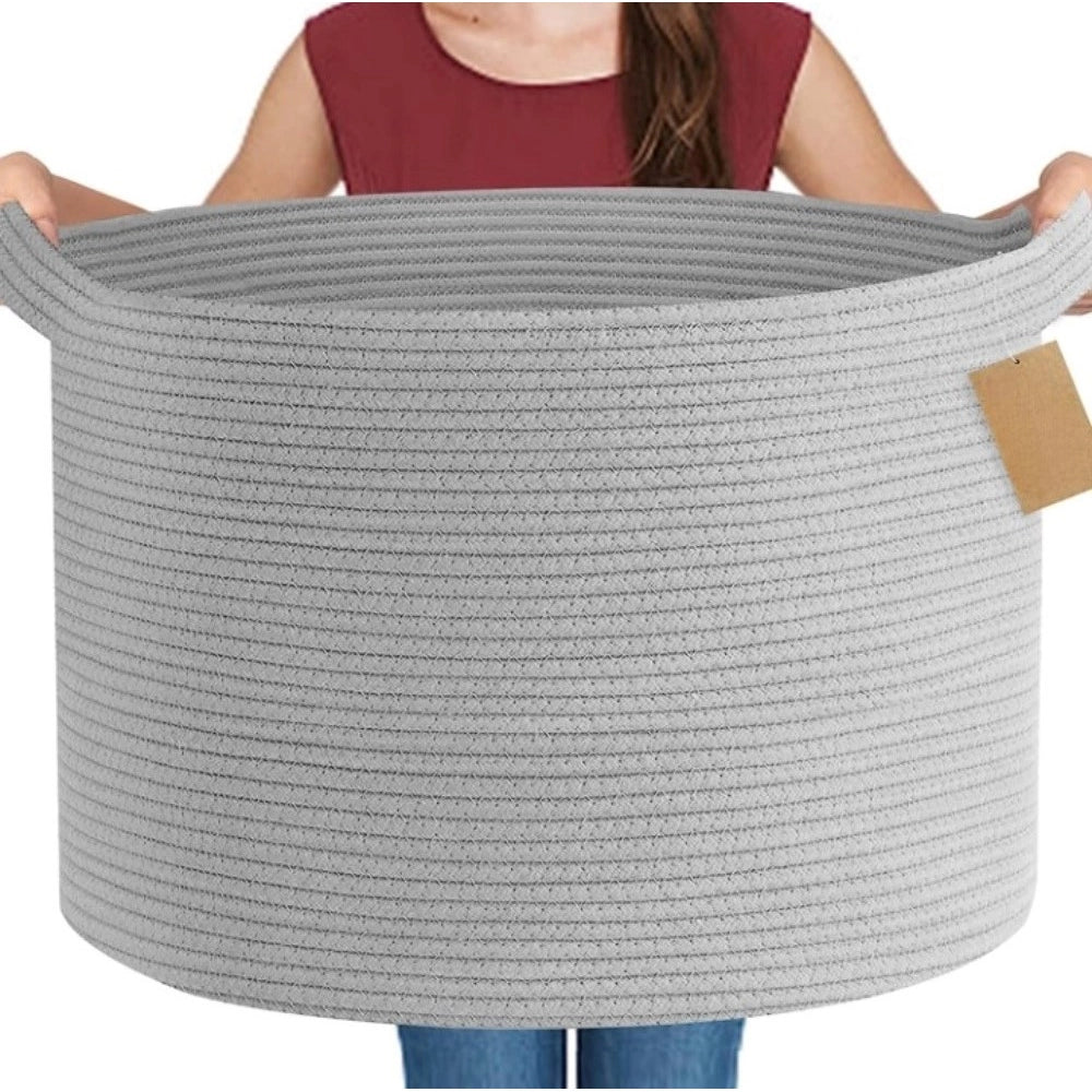 Cotton Pack Of_1 14X12 Inch Storage Basket For Clothes With Ou