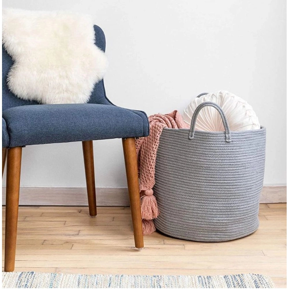 Cotton Pack Of_1 12X14 Inch Laundry Storage Basket For Clothes