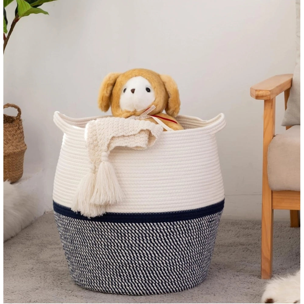 Cotton Matka 14X12 Inch Storage Basket For Clothes With Out Li