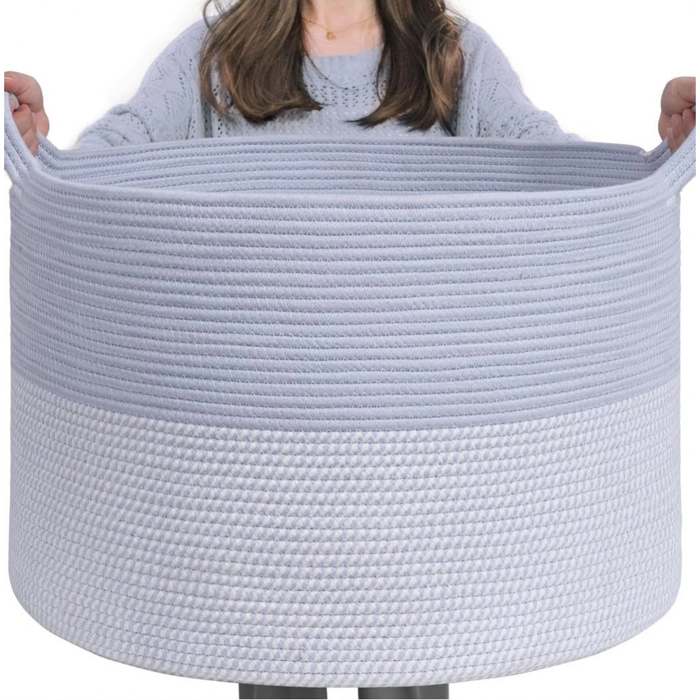 Cotton Pack Of_1 16X14 Inch Storage Basket For Clothes With Ou