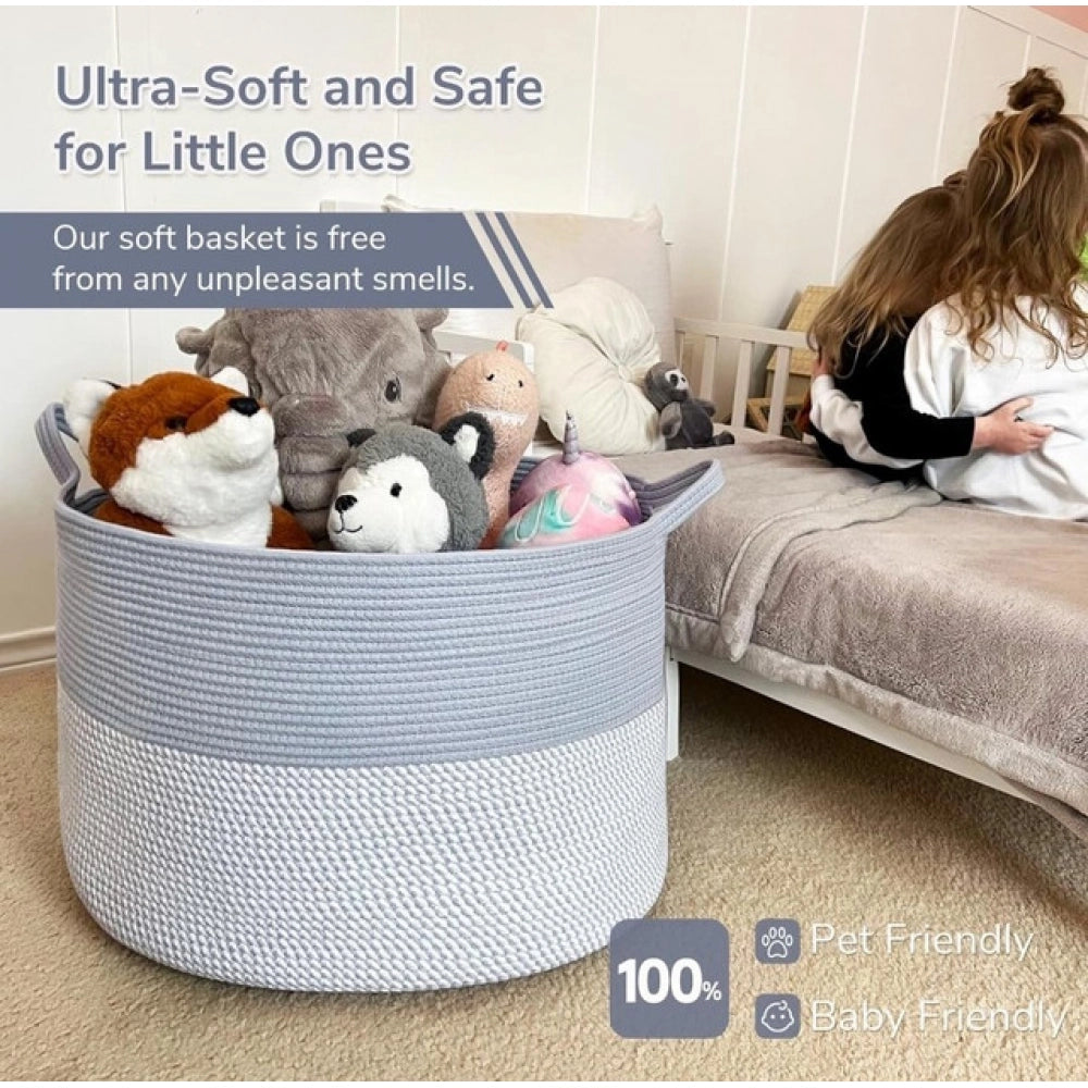 Cotton Pack Of_1 16X14 Inch Storage Basket For Clothes With Ou