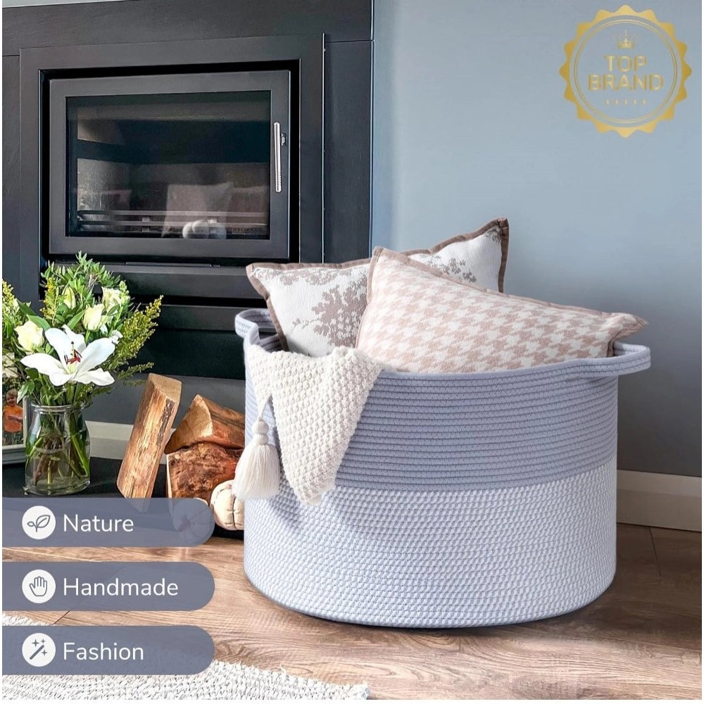 Cotton Pack Of_1 16X14 Inch Storage Basket For Clothes With Ou