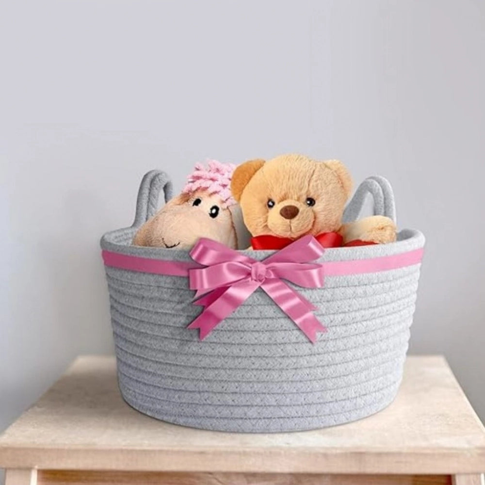 Cotton Pack Of_1 Plain Cat Basket 9X5 Inch (Grey)