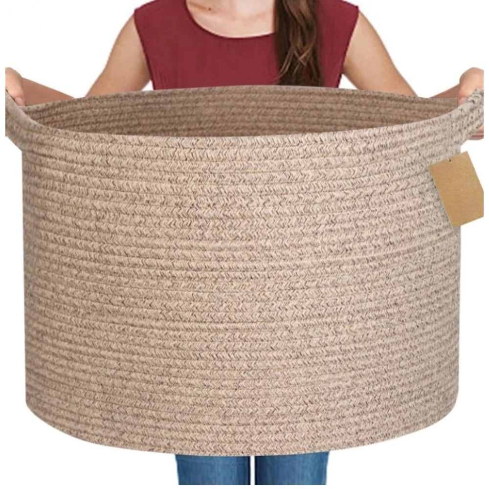 Cotton Pack Of_1 14X12 Inch Storage Basket For Clothes With Ou