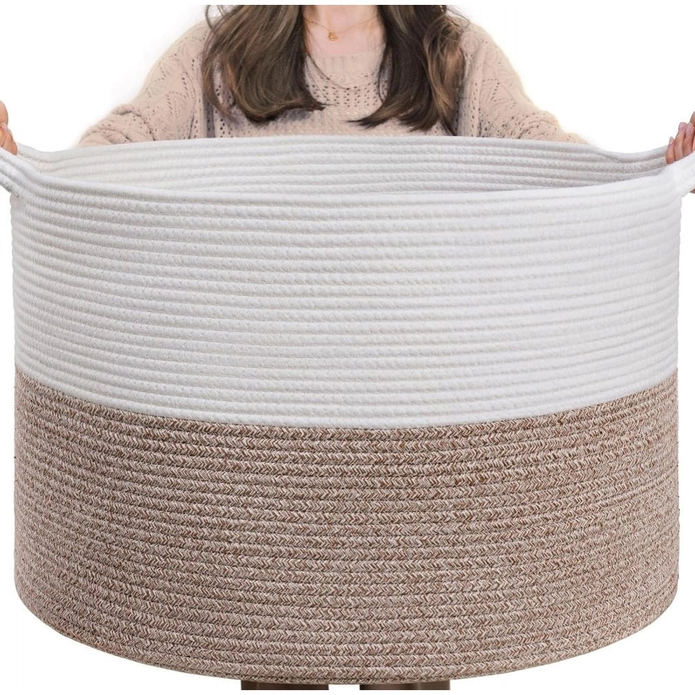 Cotton Pack Of_1 16X14 Inch Storage Basket For Clothes With Ou