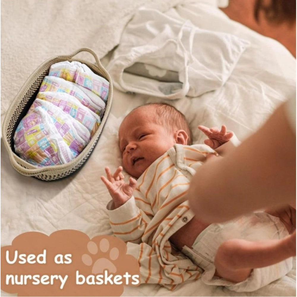Cotton Pack Of_1 Baby Basket 15X6 Inch Storage Basket For Clot