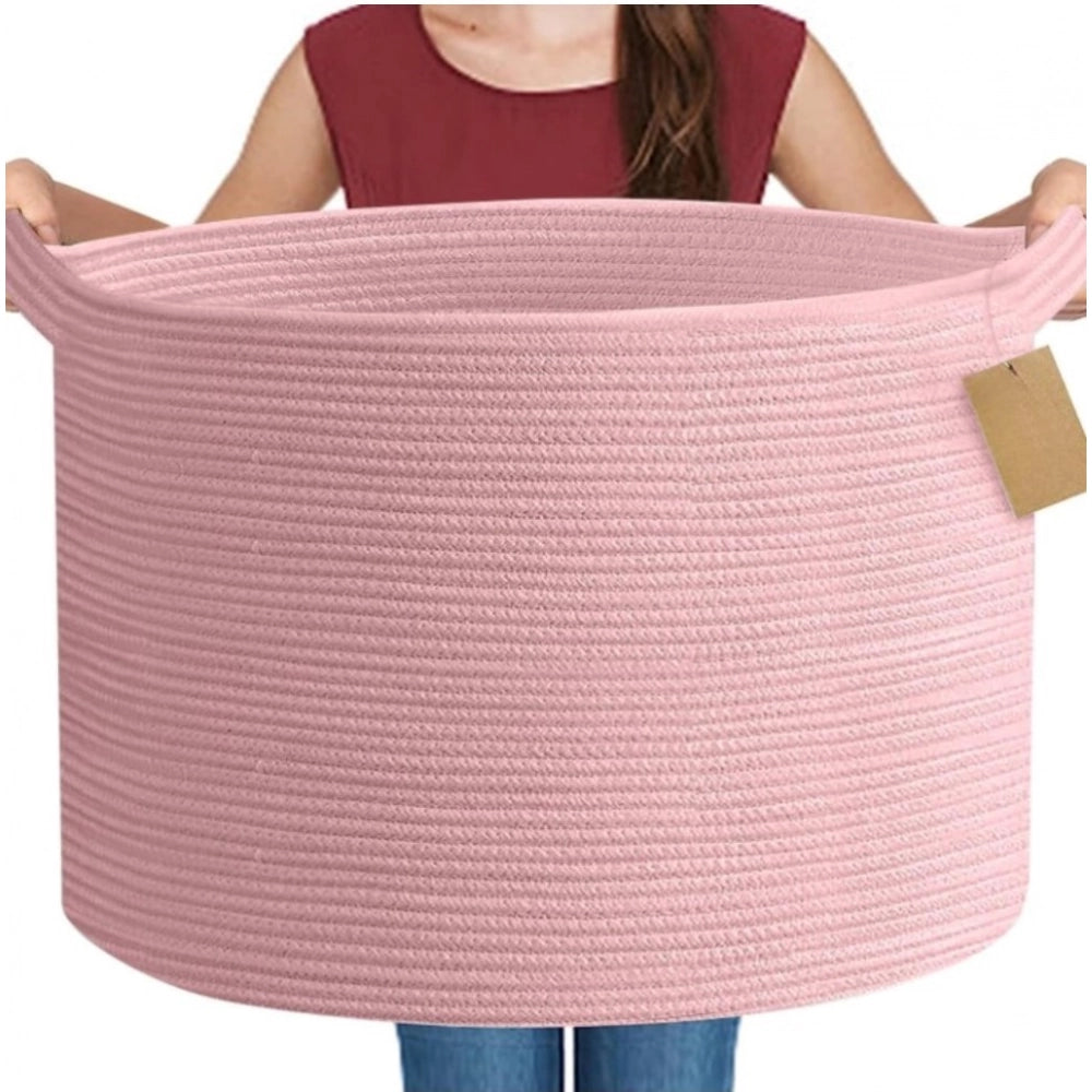 Cotton Pack Of_1 14X12 Inch Storage Basket For Clothes With Ou