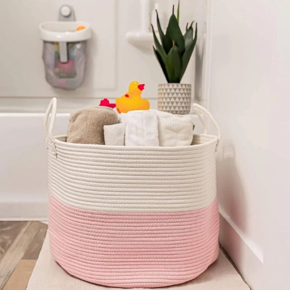 Cotton Pack Of_1 14X12 Inch Laundry Storage Basket For Clothes