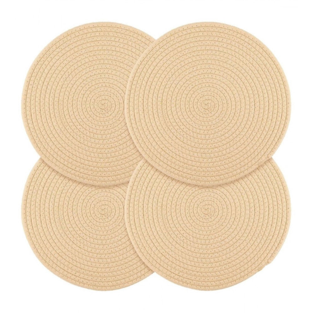 Cotton Dining Table Round Placemat Mats Set Of 4 (Cream)
