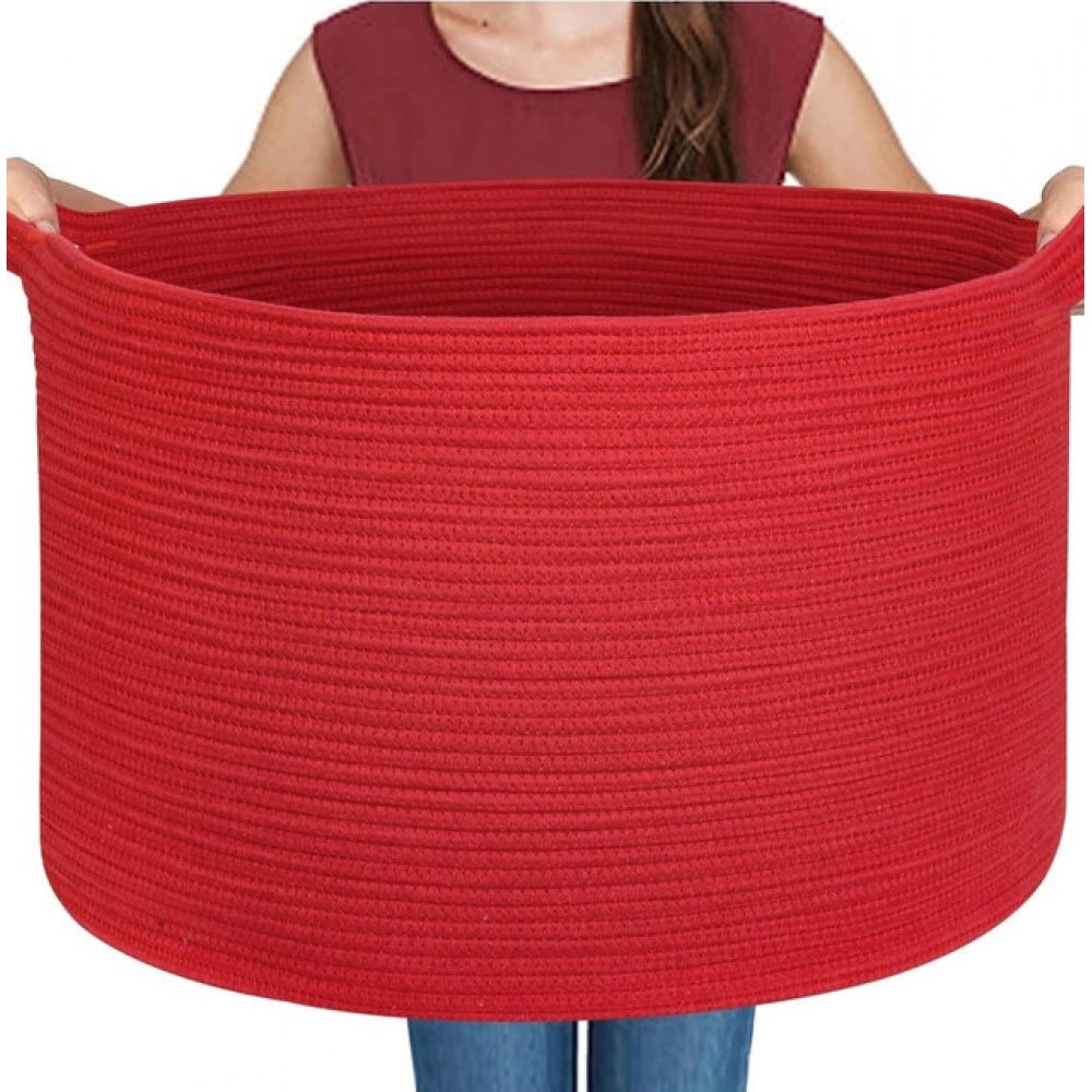 Cotton Pack Of_1 14X12 Inch Storage Basket For Clothes With Ou